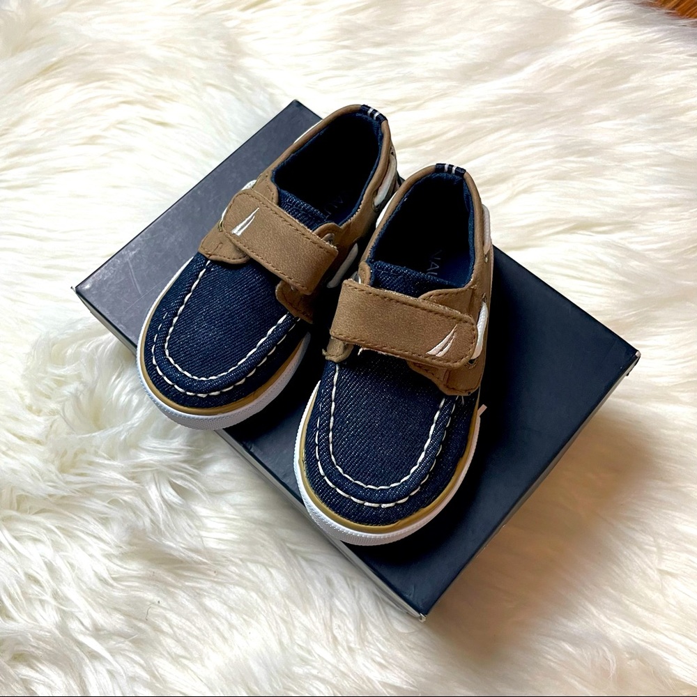 Nautical Toddler Boy Navy Easter Matching Boat Slip On/Loafer Shoes Size 5 NWB